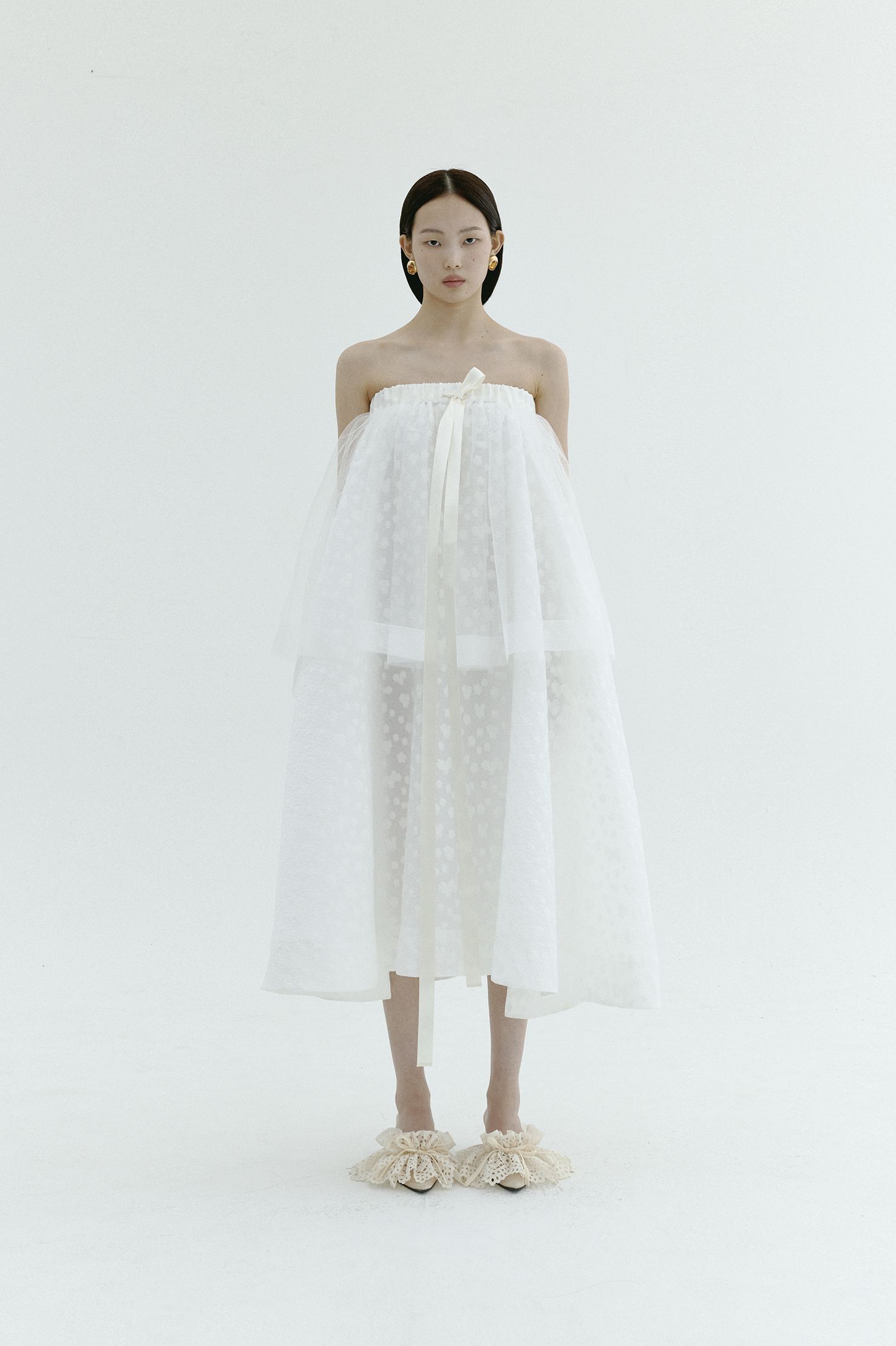 【Acka】jacquard volume dress FLORAL JACQUARD VOLUME DRESS - WHITE (ORDER-MADE) — 민주킴
